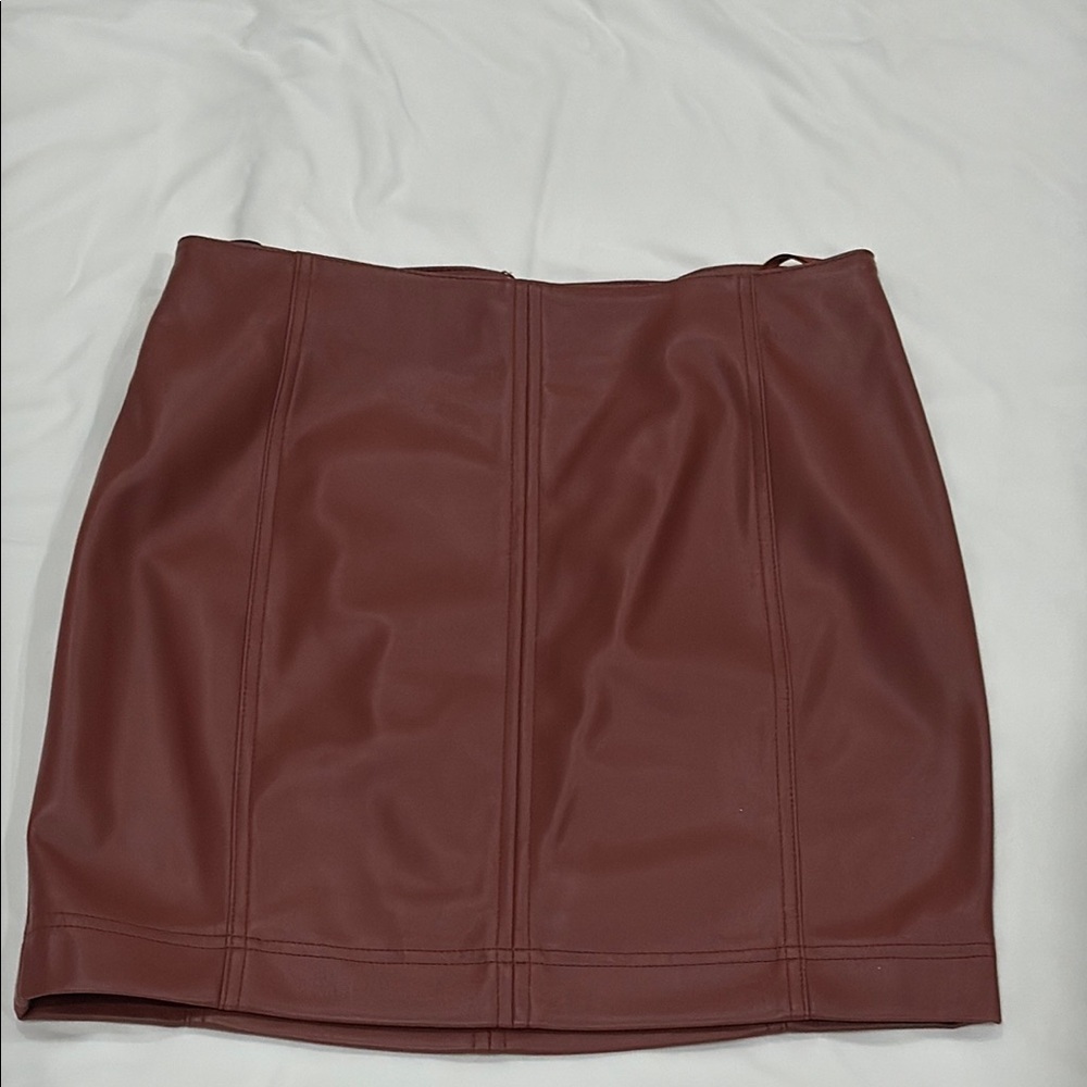 Free People Modern Femme Burgundy Vegan Leather Mini Skirt